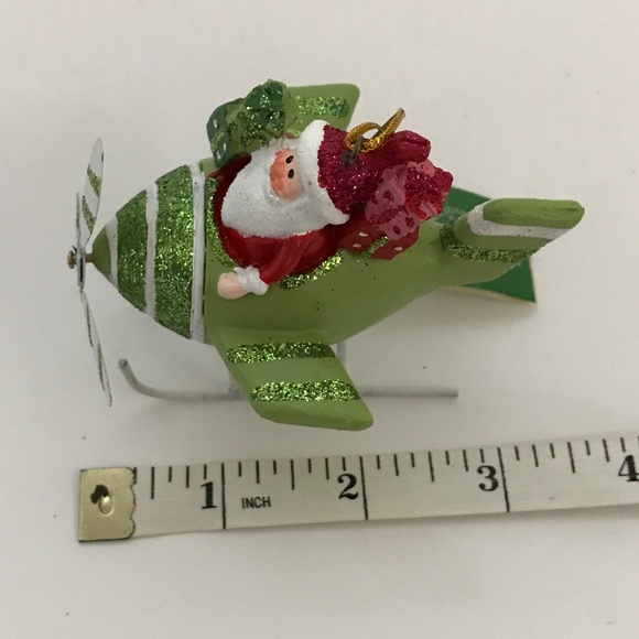 KURT ADLER Santa Ornament Whimsical Christmas Ornament Flying Plane NWT - Picture 12 of 15